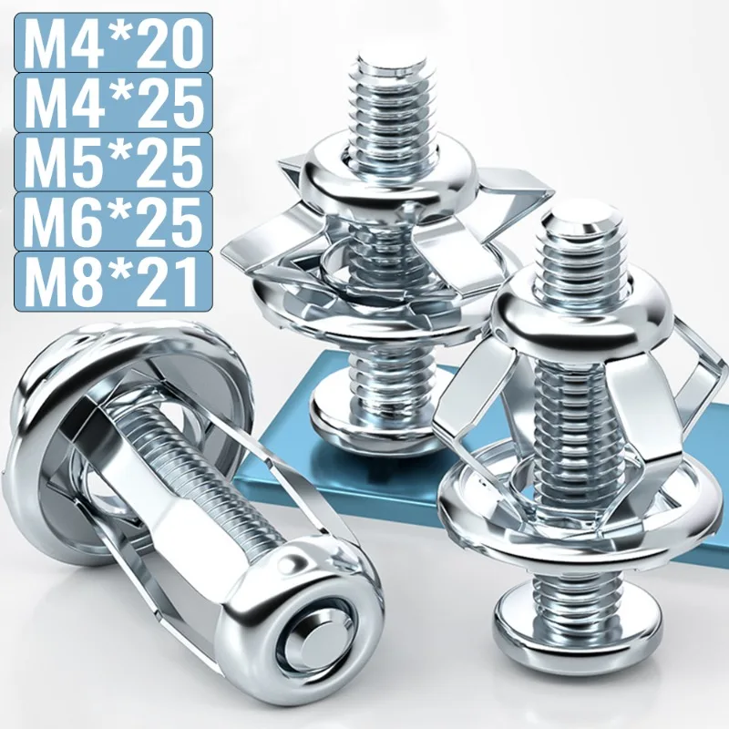 20pcs M4 M5 M6 M8 Petal Nuts Screws Rivet Nut Expansion Plugs Anchors Lock Bolt Nut Fixing Screw Rivetnut Clamp Wall Fasteners