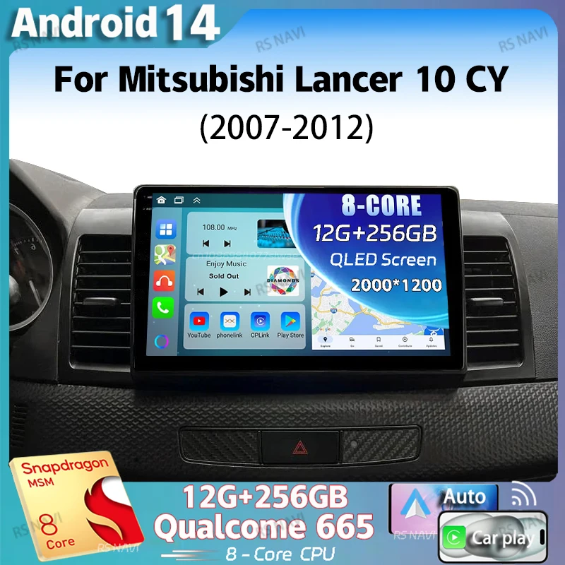 

Android 14 For Mitsubishi Lancer 10 CY 2007 - 2012 2K QLED Android Car Radio Multimedia Video Player GPS 4G CarPlay Stereo