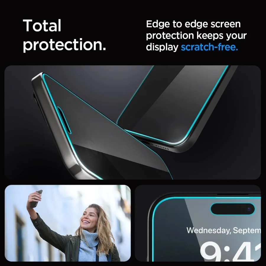 واقي شاشة من الزجاج المقوى [GlasTR EZ FIT Privacy] مصمم لهاتف iPhone 15 Pro Max [Case Friendly] عبوتان