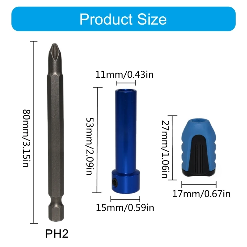 Professional Hexagonal Shank Drill Bit Holder, 3 In 1 Multiple Use Tool Set Suitable For Mechanics Home Repairs image 6
