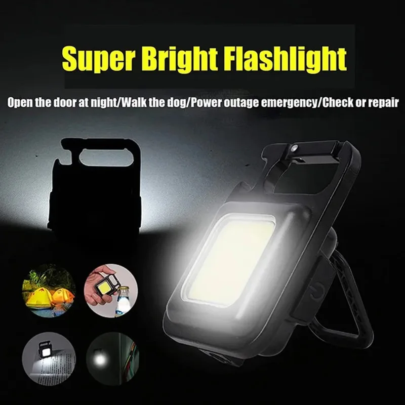 1/6/10PCS Mini LED 1000LM Flashlight Keychain Multifunctional Portable COB Camping Lamp USB Charging Work Lights Fishing Lantern