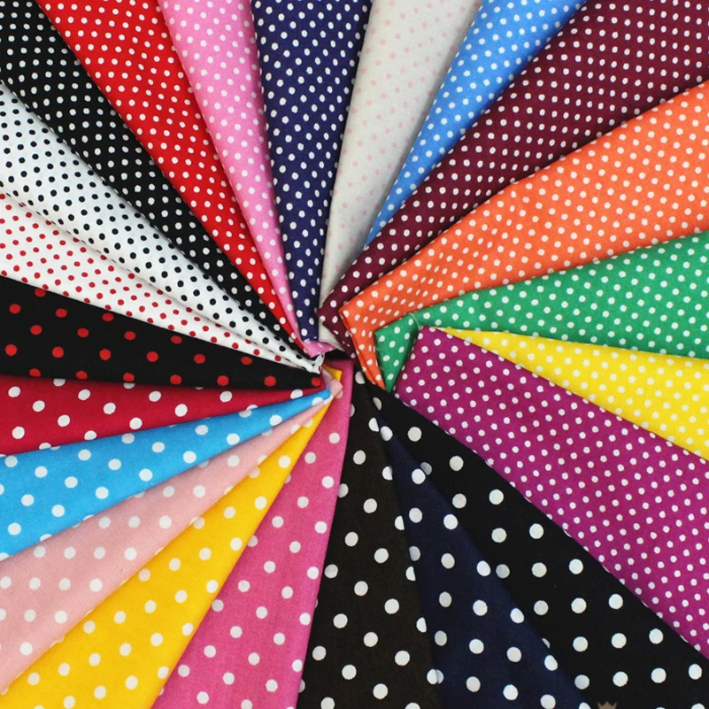 Polka Dot Cotton Fabric Printed Poplin Handmade DIY 3.5mm 2mm Dots for Sewing Per Half Meter