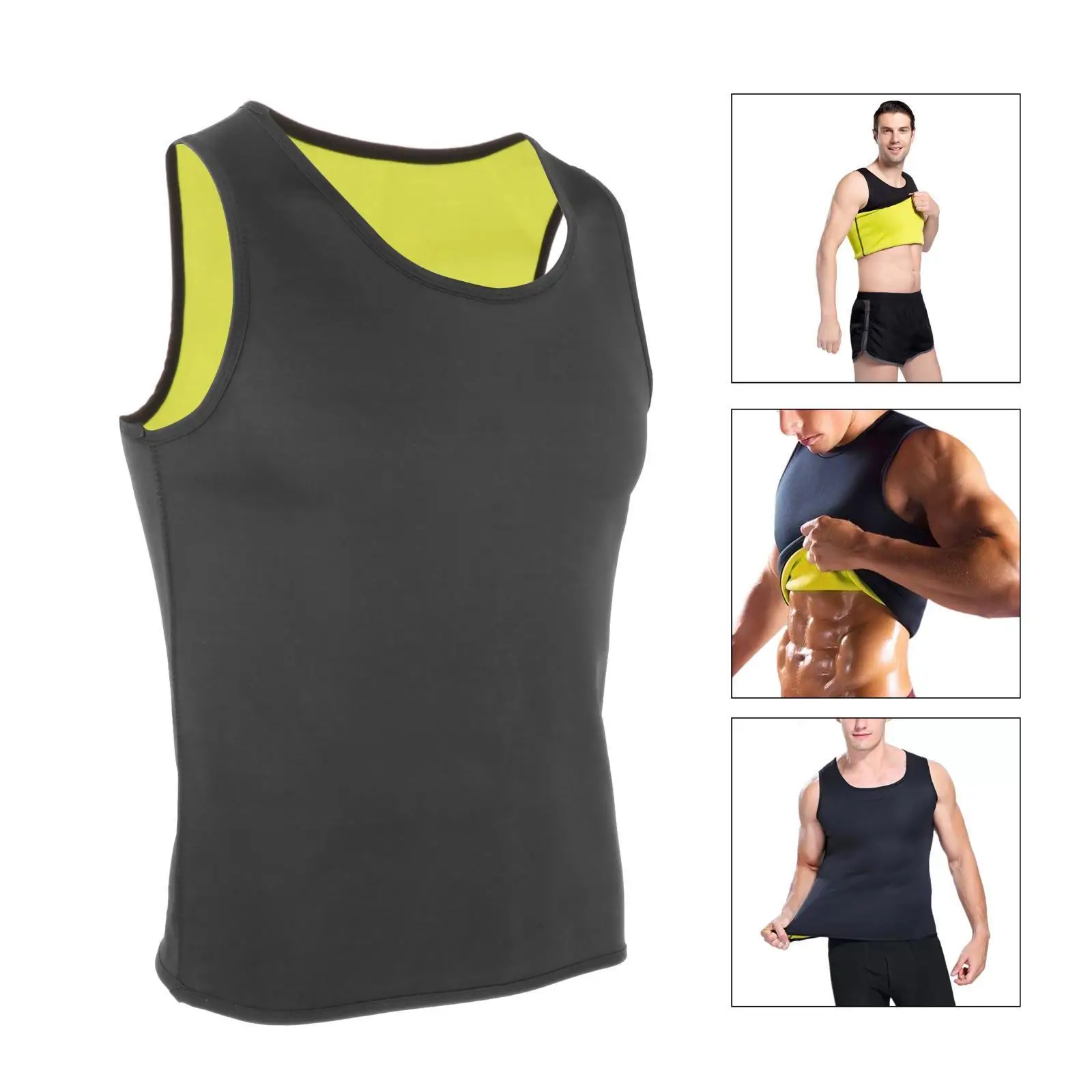 Men Sauna Vest Compression Sweat Shirt Tank Top Waist Trainer Slimming