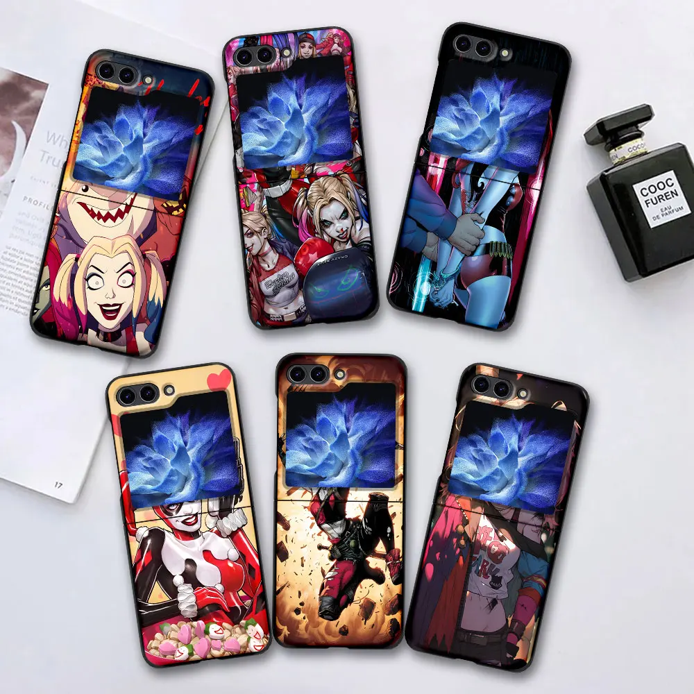 Harley Quinn Mobile Phone Case for Samsung Galaxy Z Flip5 Black Cases Cover Z Flip 5 Hard PC Folding Coque Zflip5 Funda Capa