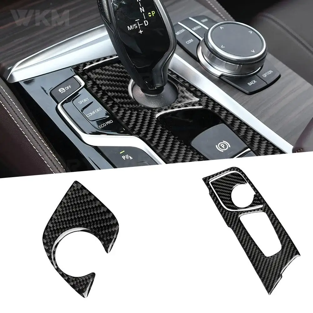 

Carbon Fiber Car Gear Shift Panel Base Trim Frame Cover Sticker Car accessorise For BMW 5 Series G30 LHD / RHD