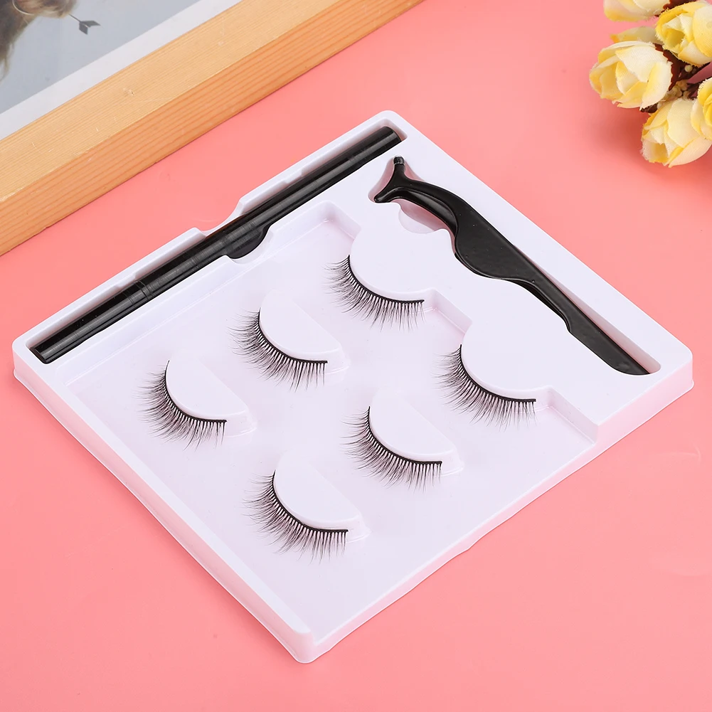 

3 Pairs Fashion Magnetic False Eyelashes Profession Waterproof Magnetic Eyeliner Pen Tweezers Portable Set Eyelashes Makeup Tool