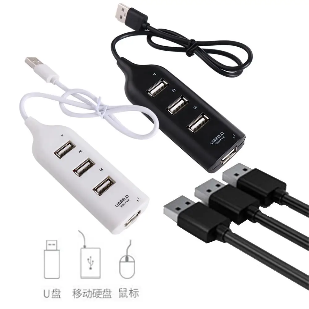 Adaptor Hub USB Splitter Aksesori Komputer Adaptor Daya Penerima Notebook 4 Port USB 2.0 Hub USB Hub Ekspander Ganda
