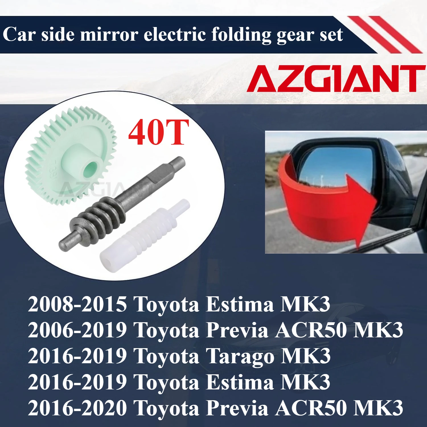 

AZGIANT Car side mirror electric folding gear set for Toyota Estima MK3 2008-2015/Tarago 2016-2019/Previa ACR50/Estima new parts