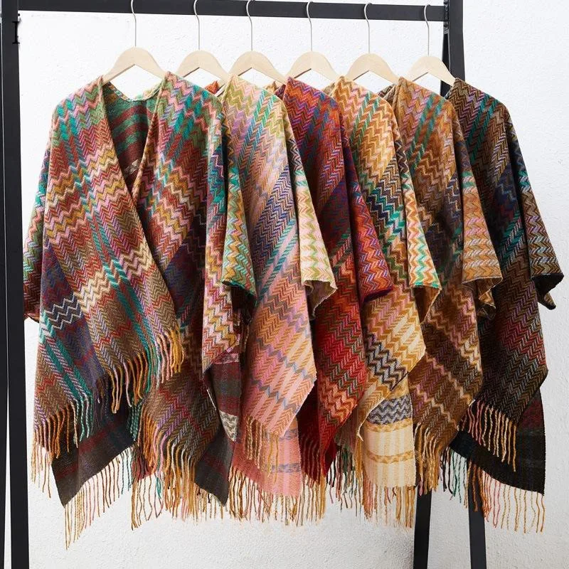 With sleeves shawl spring, autumn and winter travel ethnic style fringe open shawl