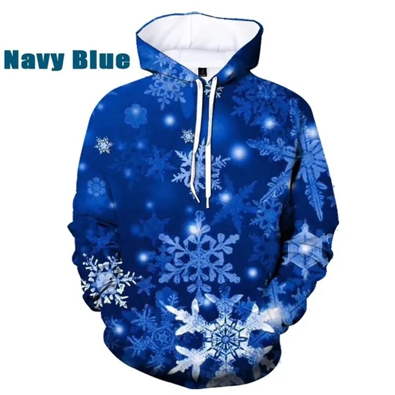 Winter Christmas Snowflake Pattern 3D Printing Hoodie Men And Women Casual Pullover Tops Sweatshirt Cool Trendy Unisex Hooded