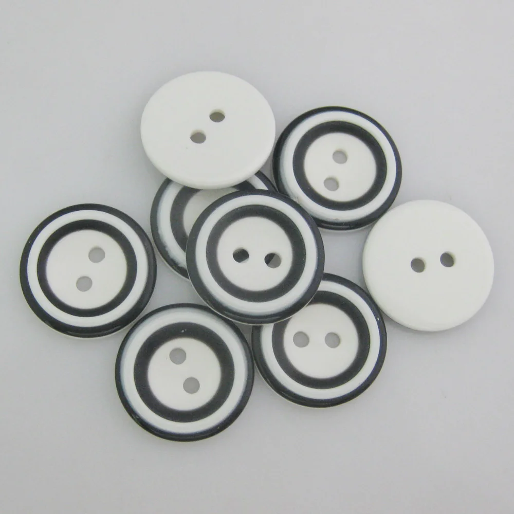 NBNNKN Multisizes Fashion Buttons For Children Shirt Black White Resin 30Pcs Sewing Apparel Craft Decoration