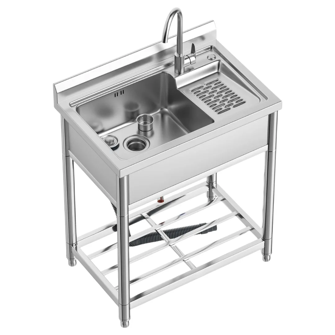 Stainless steel practical sink Independent laundry sink with washing board Thickened version with bracket Export quality
