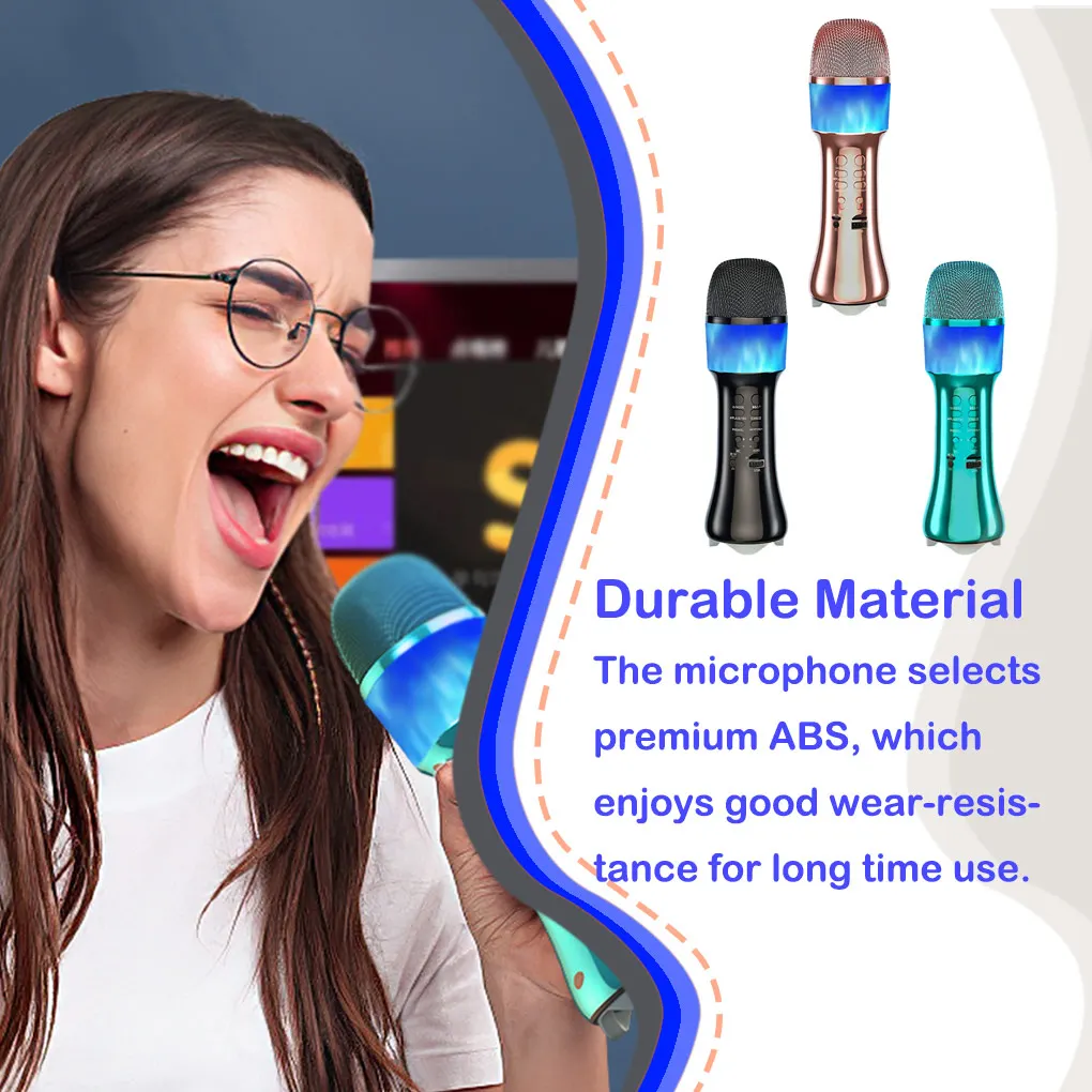 KTV Wireless Microphone Speaker Bass Treble Player Rechargeable Mic