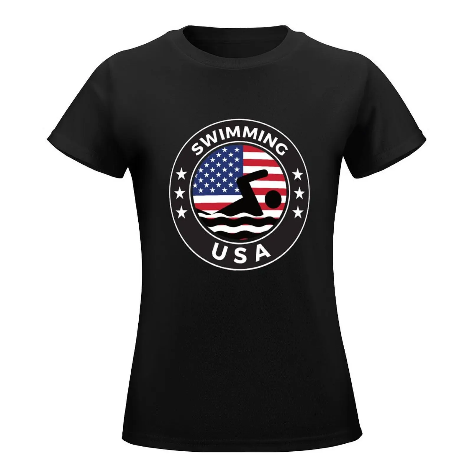 Swimming USA T-Shirt korean fashion Aesthetic clothing summer clothes lady clothes Women's tops