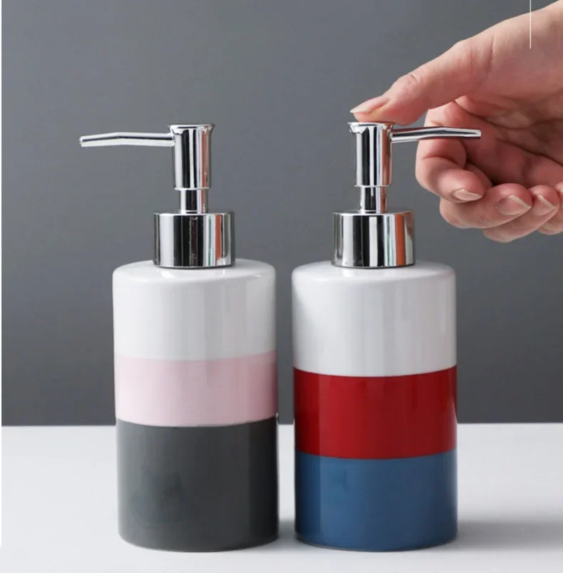 Ceramic Emulsion Bottle Bathroom Soap Dispenser Portable Shampoo Dispenser Home Hotel Bath Products Press The Empty Bottle