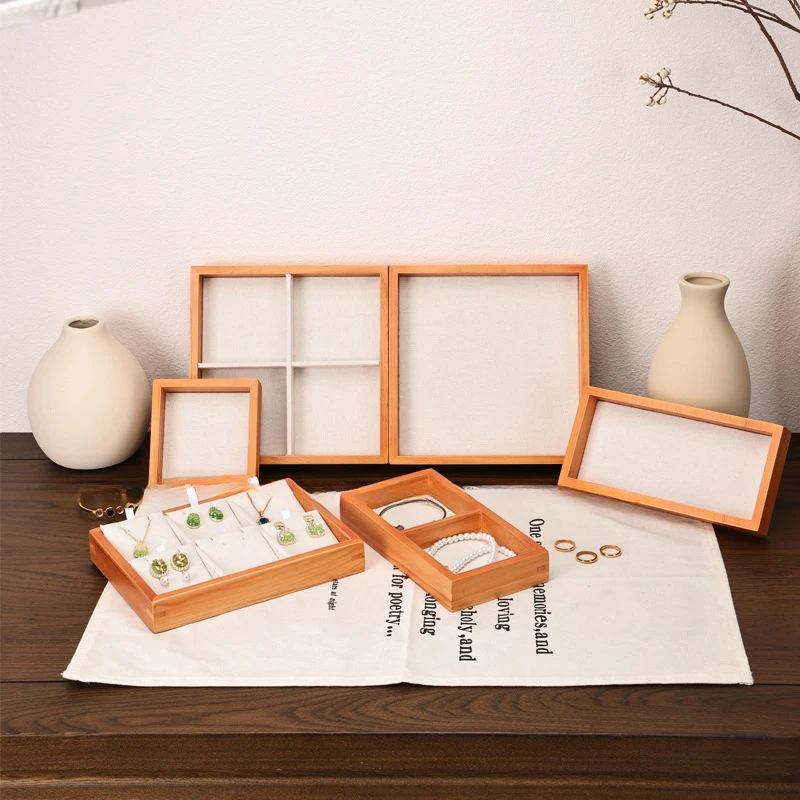 

Solid Wood Color Jewelry Storage Tray Necklace Set Chain Bracelet Bangle Ring Necklace Display Tray