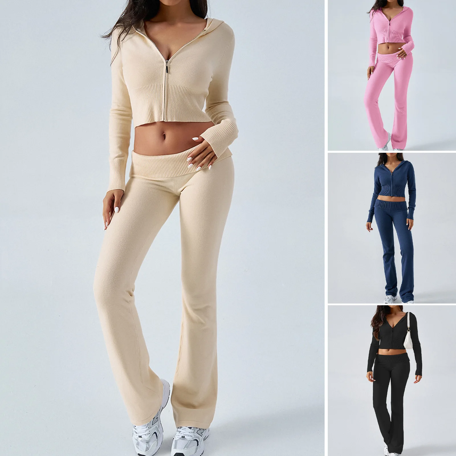 

2025 Autumn and Winter Temperament Slim Bm Cardigan Jacket Sweater Pants Set Conjunto De Dos Piezas De Moda Para Mujer