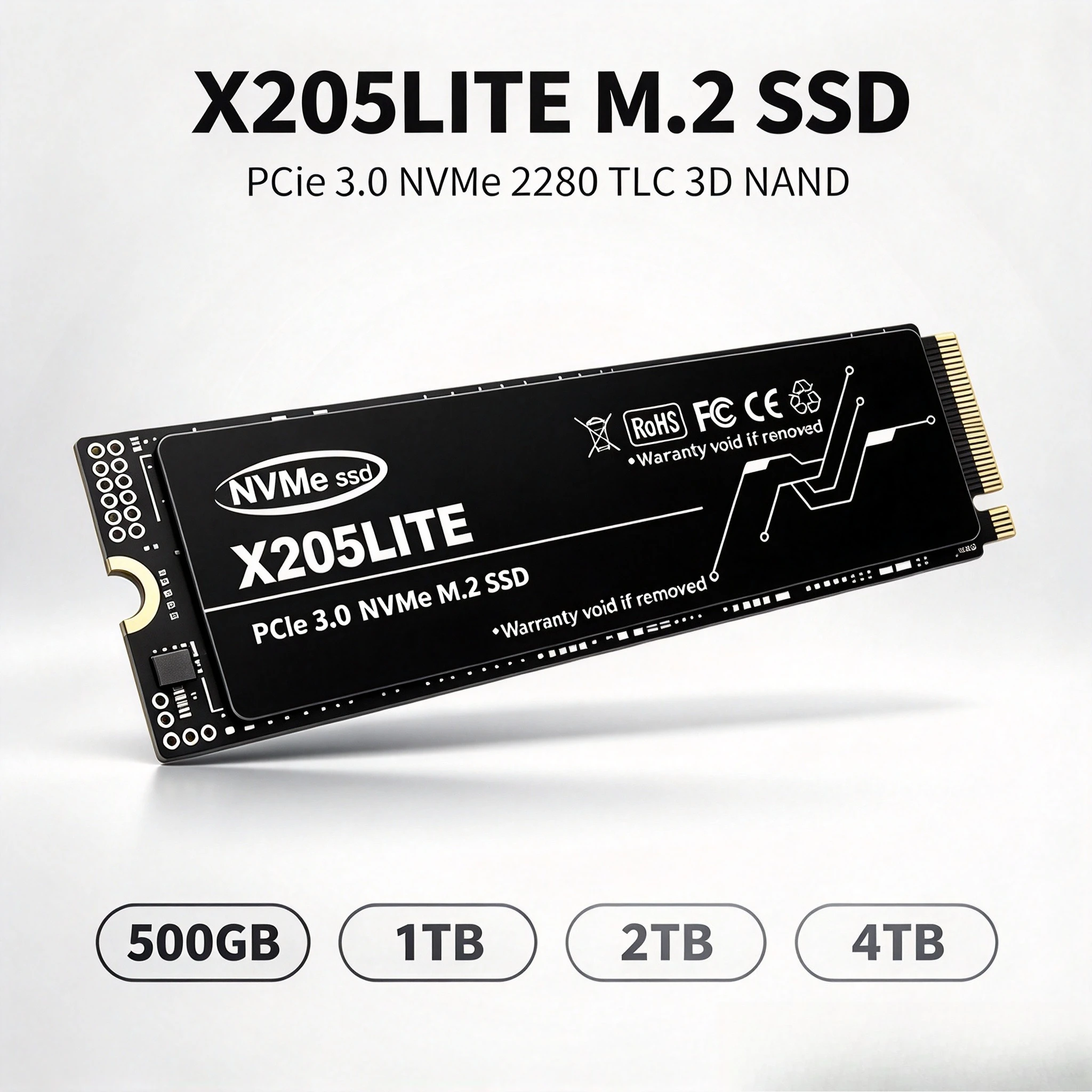 X205LITE Gaming SSD M.2 NVMe PCIe3.0 2280 TLC 3D NAND 500GB 1TB 2TB 4TB High Speed Solid State Disk for Desktop Laptop