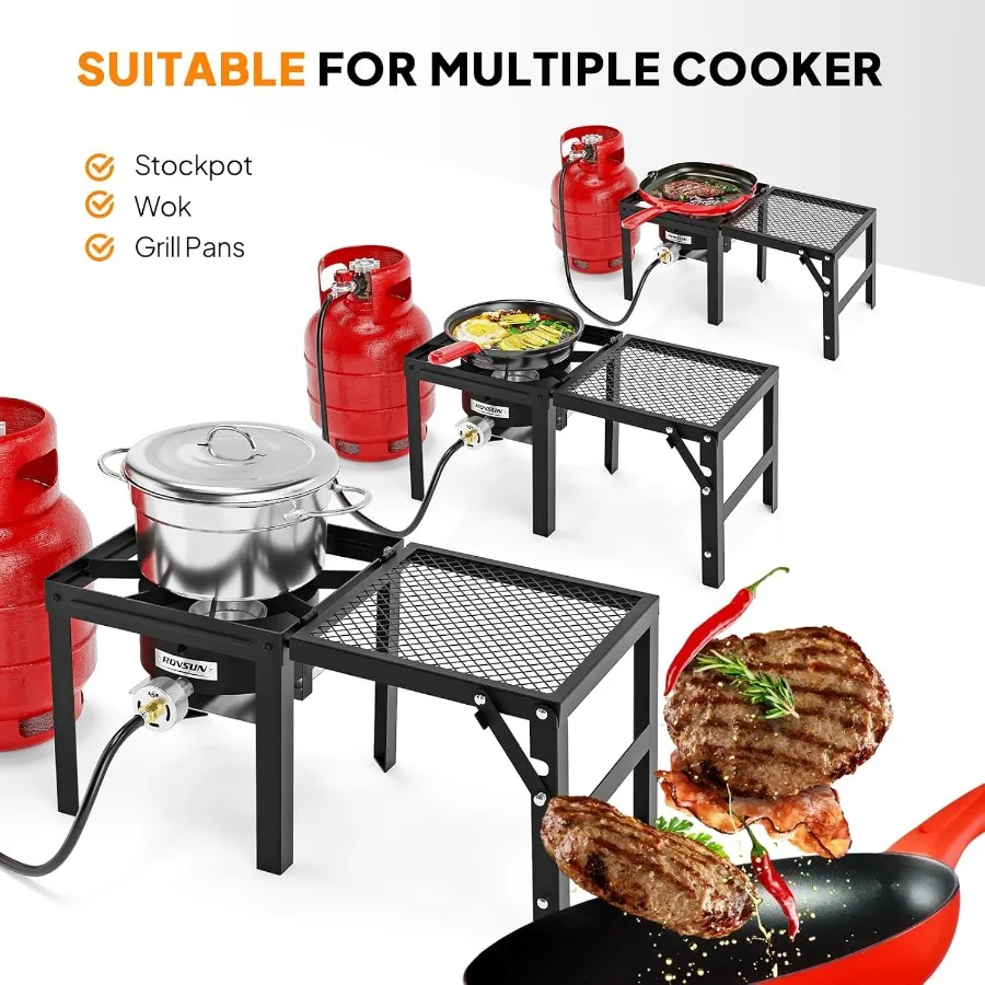 ROVSUN 100000 BTU موقد البروبان مع رف جانبي قابل للطي للطهي في الهواء الطلق موقد غاز بشعلة واحدة مع منظم مثالي لـ C #3