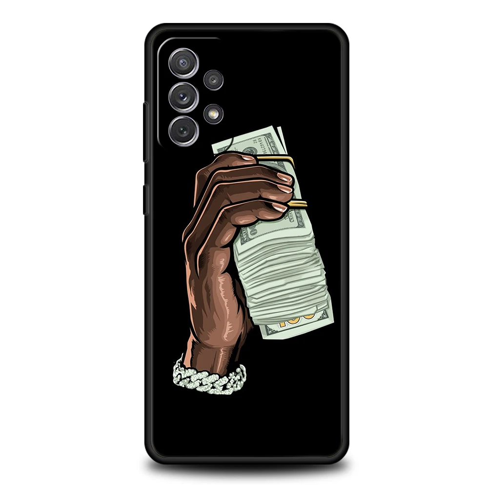 USD Dollar Cash Luxury Phone Case for Samsung Galaxy A55 A35 A15 A14 A25 A54 A51 A71 A72 A73 A32 A52 A52S A41 5G Silicone Shell