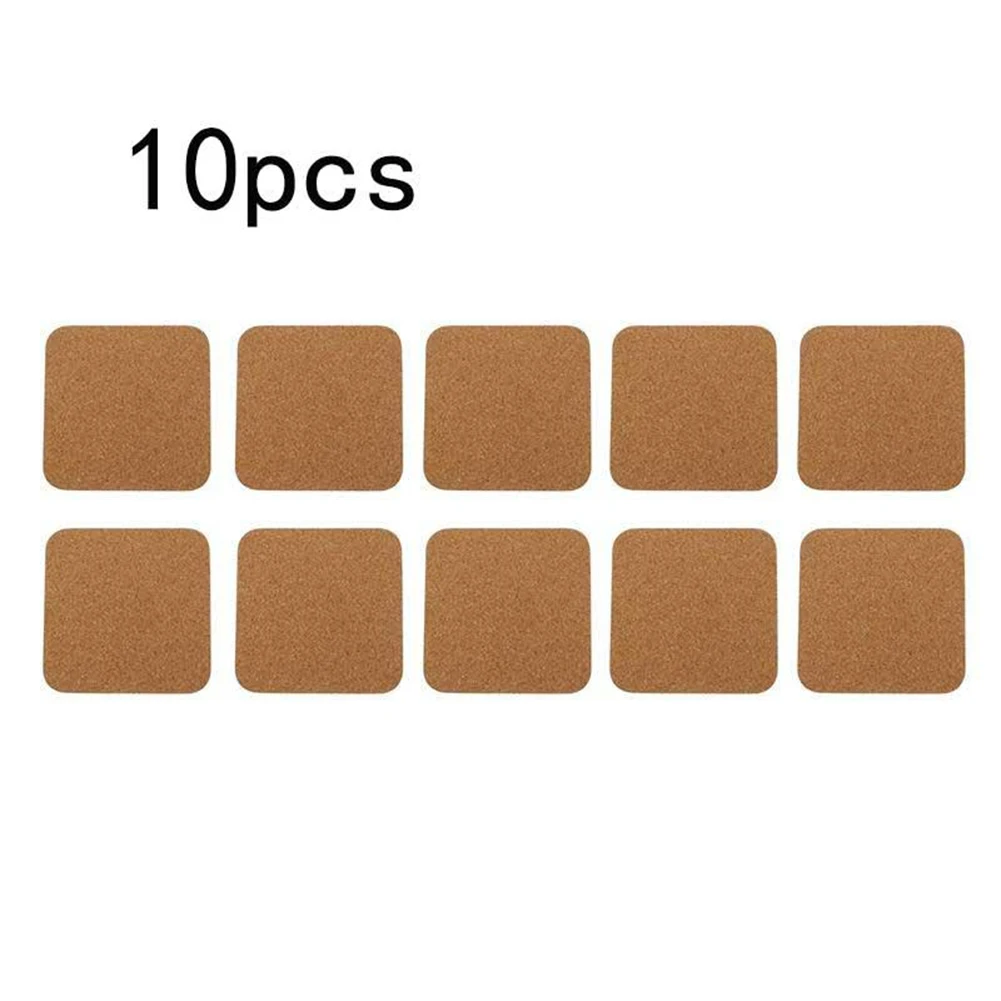10Pcs Cork Coasters Square Cork Mat Self-adhesive DIY Backing Sheet Anti-slip Cork For Home Bar Accessories 100 X 100 X 1mm