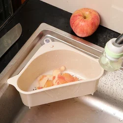 Kitchen Sink Drain Storage Basket Triangular Plastic Storage Rack Vegetable And Fruit Basket With Suction Cup Fruit Storage Rack