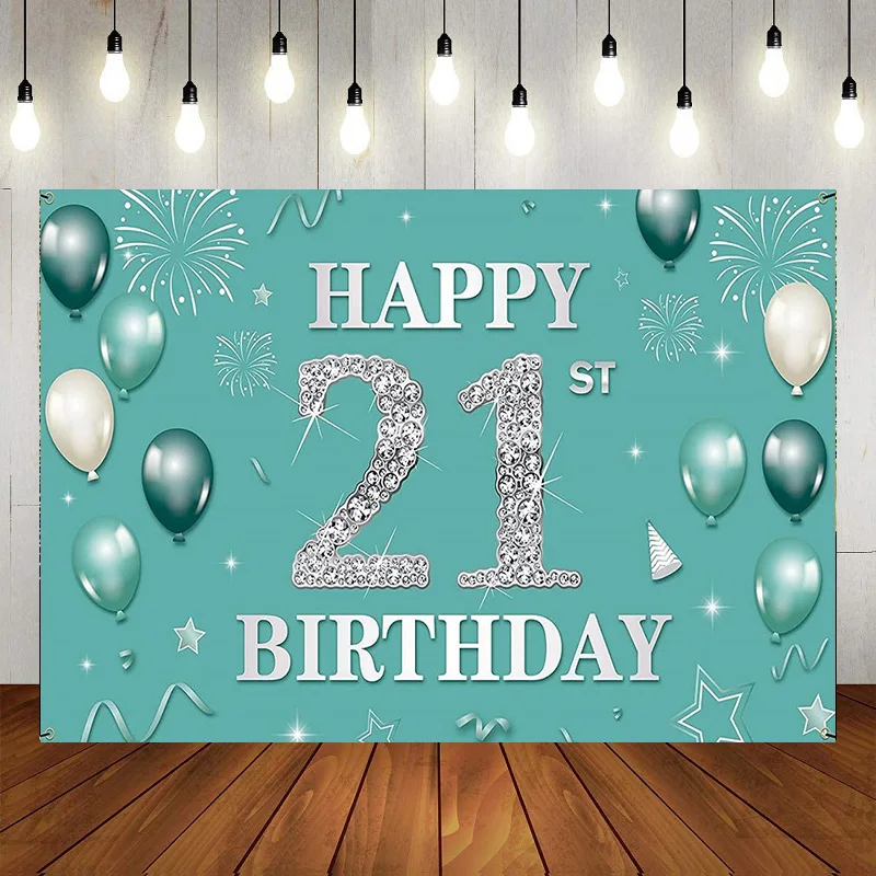 Happy 21st Birthday Party Sfondo viola Decorazioni Forniture Banner Fotografia Sfondo Decorazioni Poster Palloncino Amante regalo