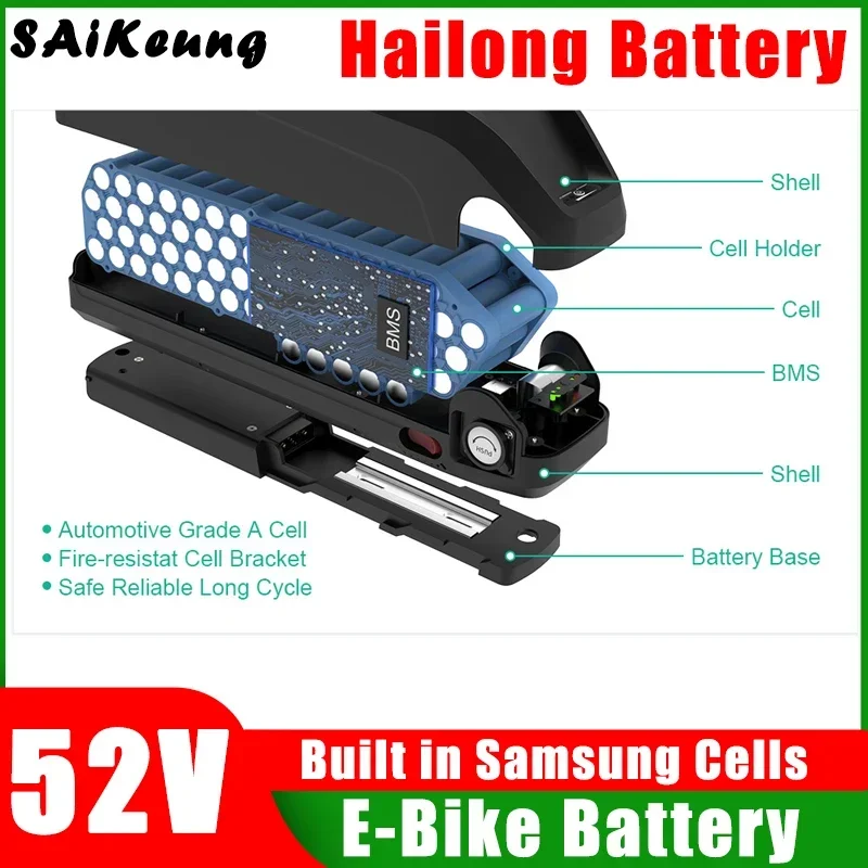 

Hailong 36V48V52V 20 40ah Аккумулятор для электровелосипеда с зарядным устройством Полная емкость 25 30 35 45 50 60 Ач Мощный литиевый аккумулятор 18650 2000 Вт