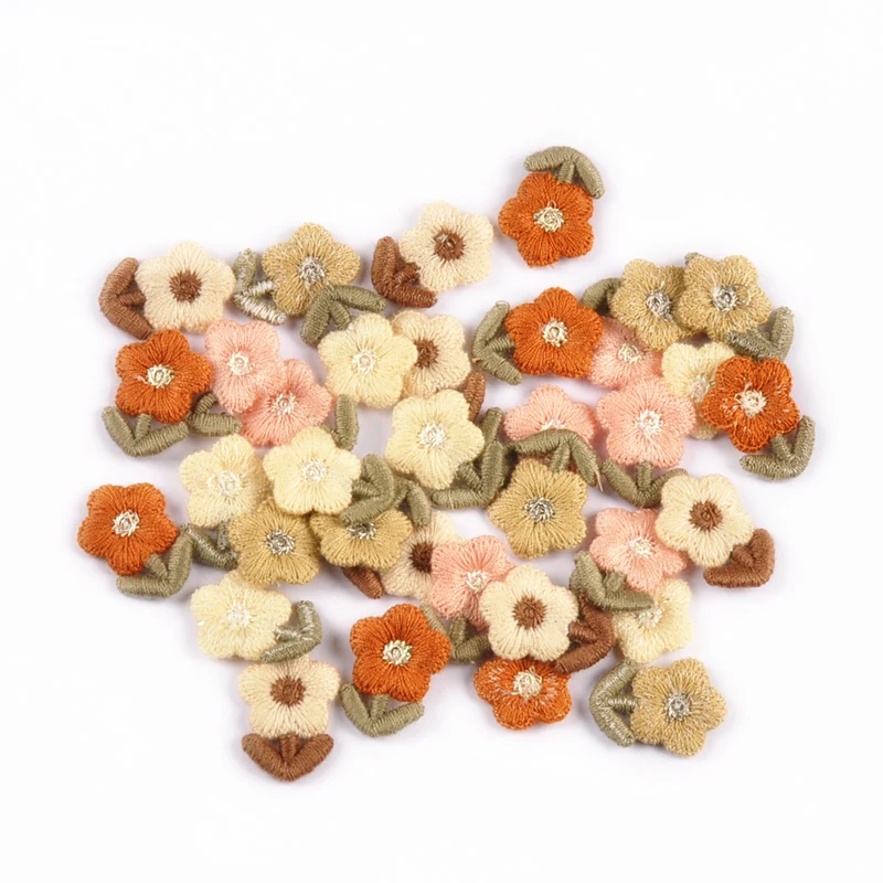 【セール中】20 個 22 × 17 ミリメートル混合色花刺繍アップリケパッチ装飾アクセサリー縫製用品ガムなし cp4158