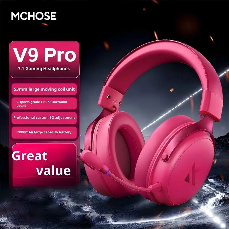 日本未発売 MCHOSE V9 Turbo+ゲーミングヘッドセット ピンク MCHOSE V9