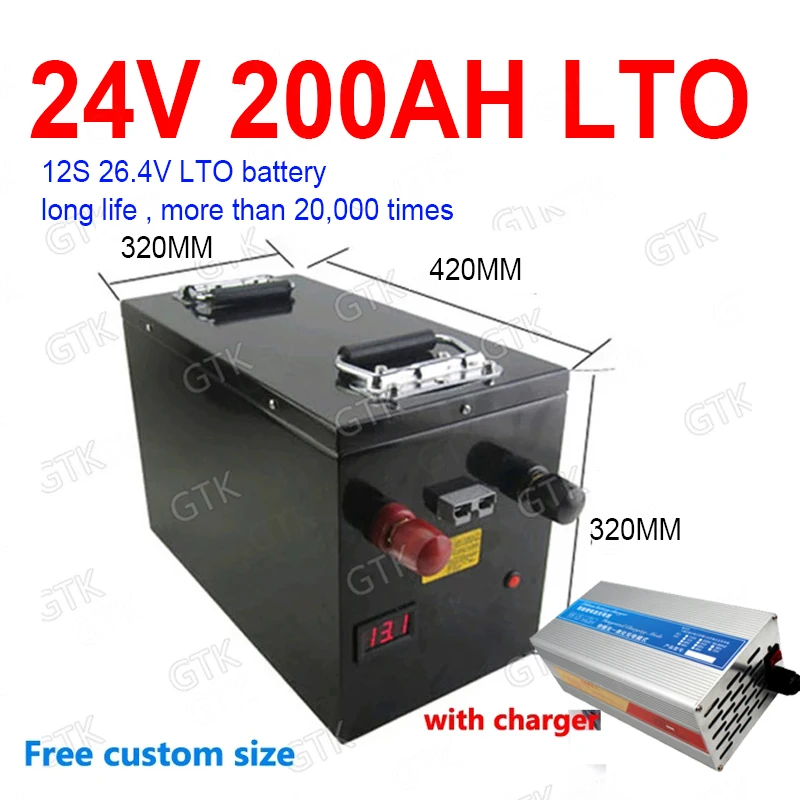 24v 200ah LTO battery pack 11S 26.4V  Lithium titanate for 2400W Boat Solar energy inverter golf  RV +20A Charger