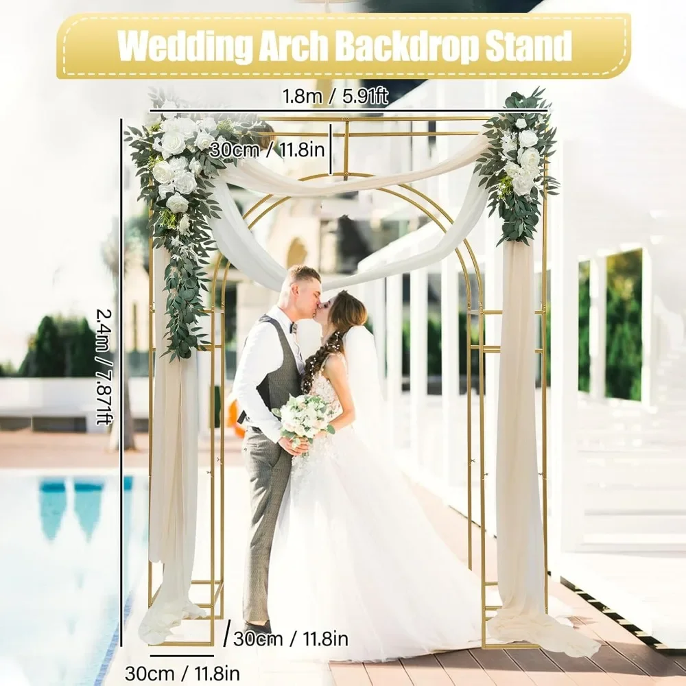 Wedding Arch Backdrop Stand, Wedding Arches for Ceremony, Square Metal Balloon Arch Stand, Garden Arbor Frame