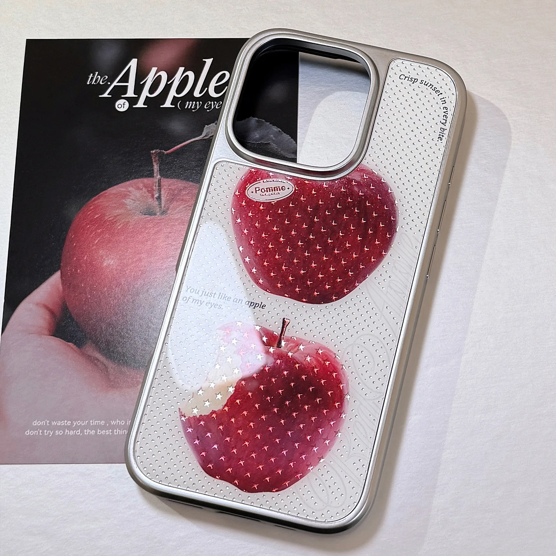 Korean Stars Apple Electroplated Silver Edge Phone Case For iPhone 16 15  14 13 12 Pro Max Plus Shockproof Protective Hard Cover