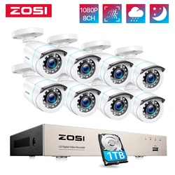 ZOSI-Système de caméra de sécurité filaire à domicile, 8 canaux, 1080p, H.dissis + DVR, 8 pièces, 2.0MP, caméras de vidéosurveillance extérieures, kit DVR