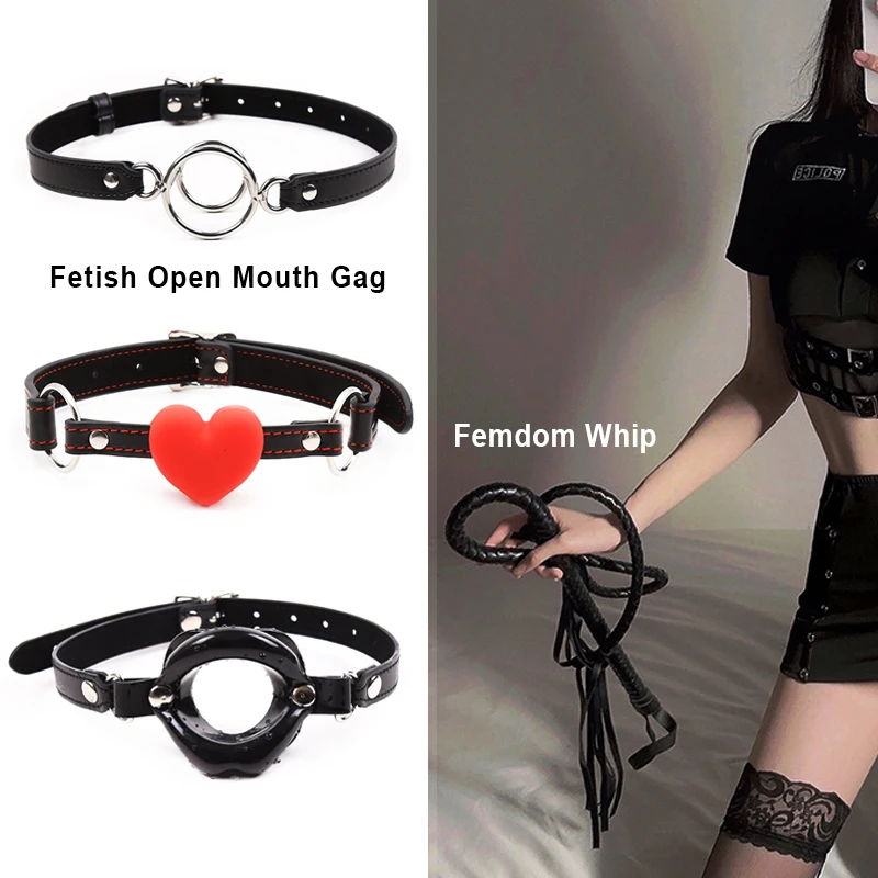 Fetish perlengkapan Bondage Femdom cambuk kulit terbuka mulut Gag eksotis Aksesori budak mengikat tali katun pengekangan mainan seks untuk pasangan