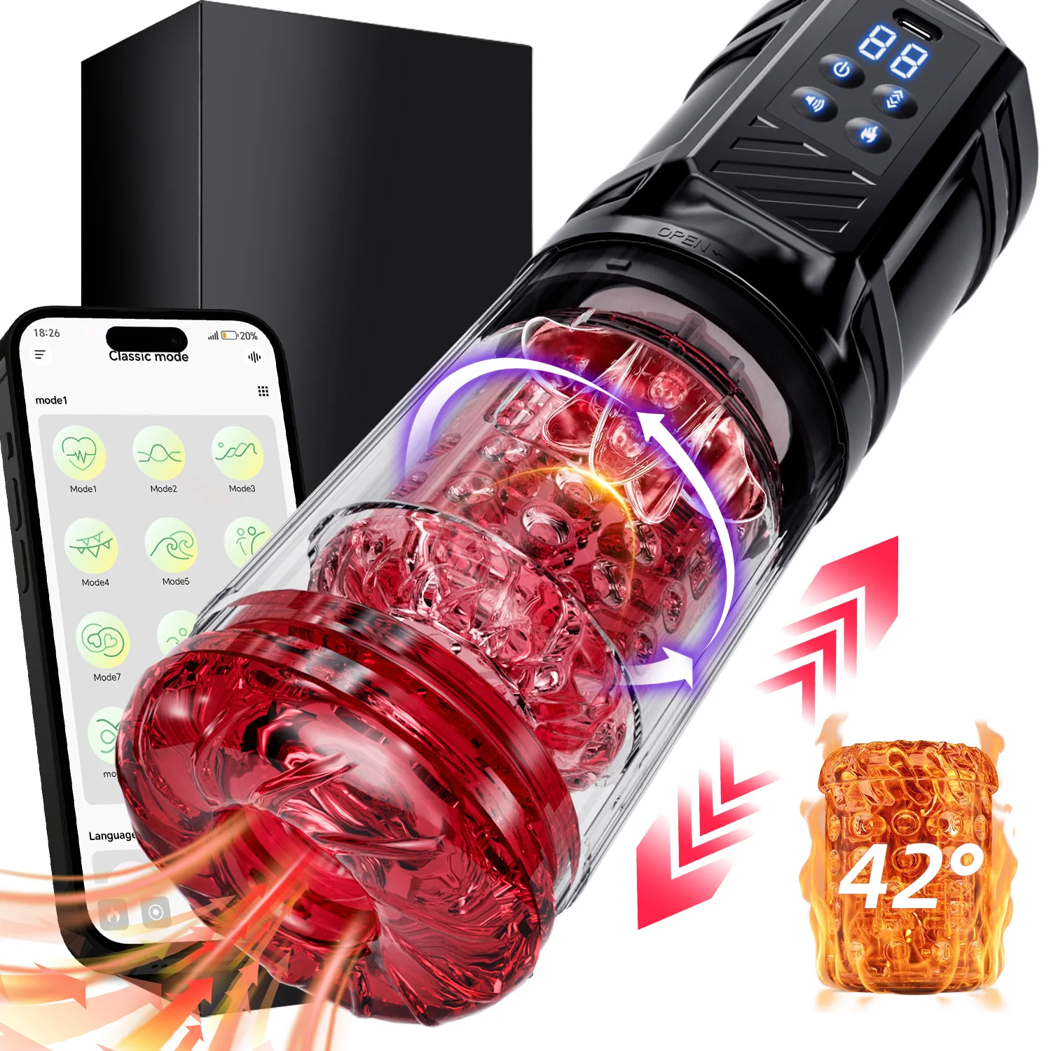 Automatic Heating Male Masturbator Cup Telescopic Rotating Thrusting Blowjob Sucking Machine Heated Stroker Sex Toy For Men