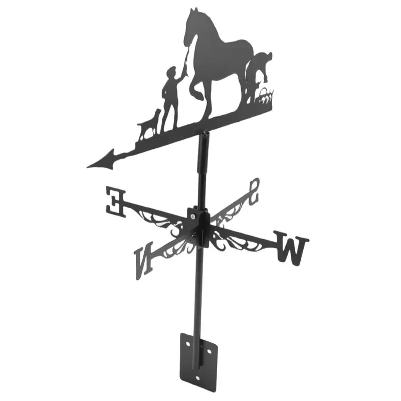 ABBO-Metal Weathervane Farmer And Horse Mount Weather Vane Wind Direction Indicator