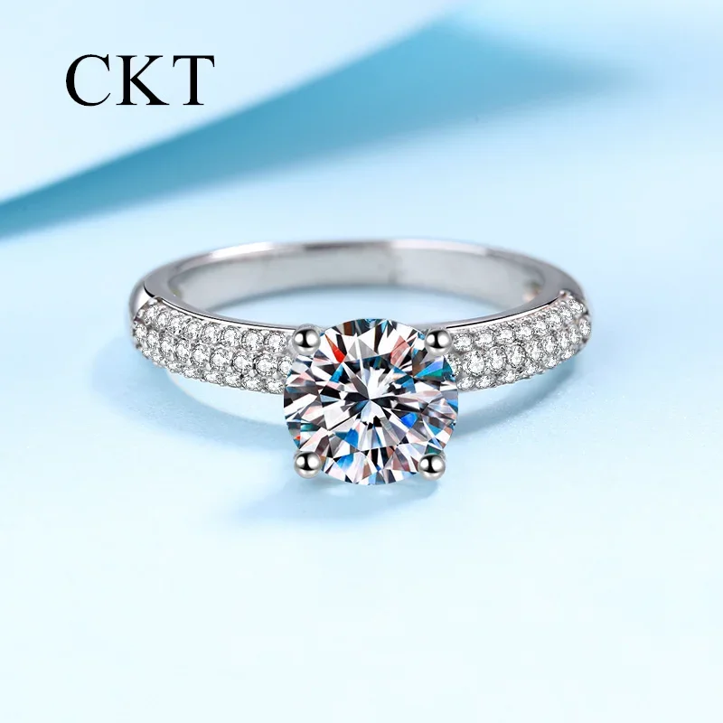 

18K White Gold Luxury Platinum 2 Carat Moissanite Diamond Ring for Women Wedding Ring Pt950 D Color Sparkling Fine Jewelry Gift