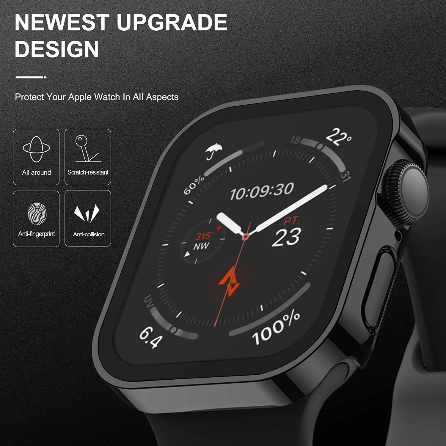 Waterproof Case for Apple Watch 7 8 45mm 41mm 44mm 40mm Screen Protector Cover Straight Edge Bumper iWatch 4 5 SE 6 Accessories