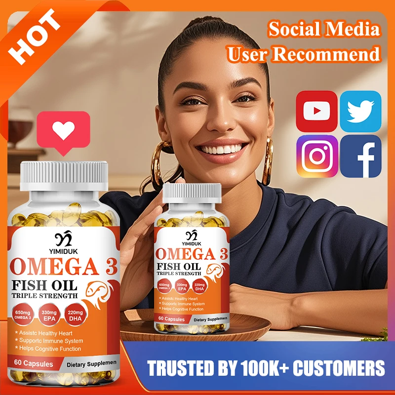 

Yimiduk Premium Omega 3 Fish Oil Capsules, with DHA & EPA, Support Immunity, Mood, Bones & Cardiovascular Function, Non-GMO