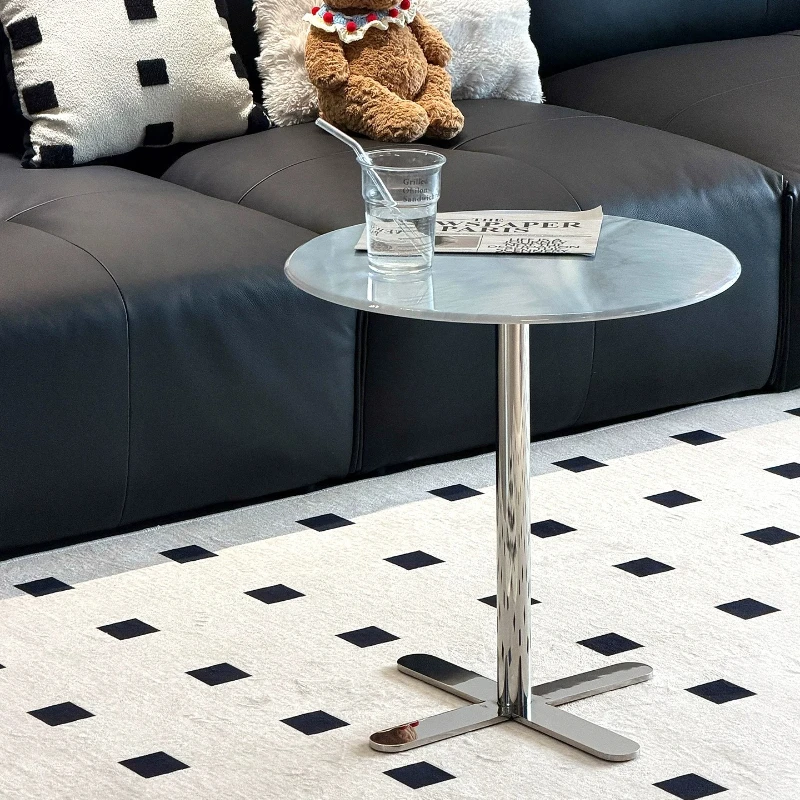 Bauhaus Stainless Steel Round Side Table Sofa End Table Balcony Coffee Nightstand Minimalist Corner Accent Table for Living Room