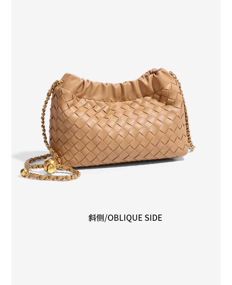 Hand-woven new cloud bag minimalist metal chain shoulder bag fashionable niche design exquisite crossbody women's bag image 6