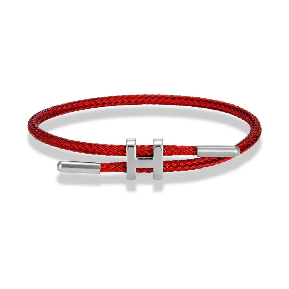 

Trendy I Shaped Bracelet Waterproof Steel Cord Adjustable Unisex Couple Matching Wristband Stylish Gift