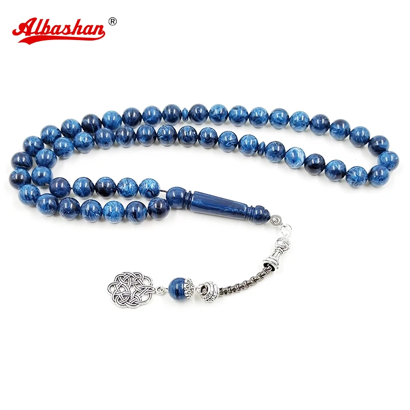 Tasbih blue resin Muslim man bracelet 33 45 66 99 Rosary prayer beads arabic accessories tassel islamic fashion bracelet Misbaha