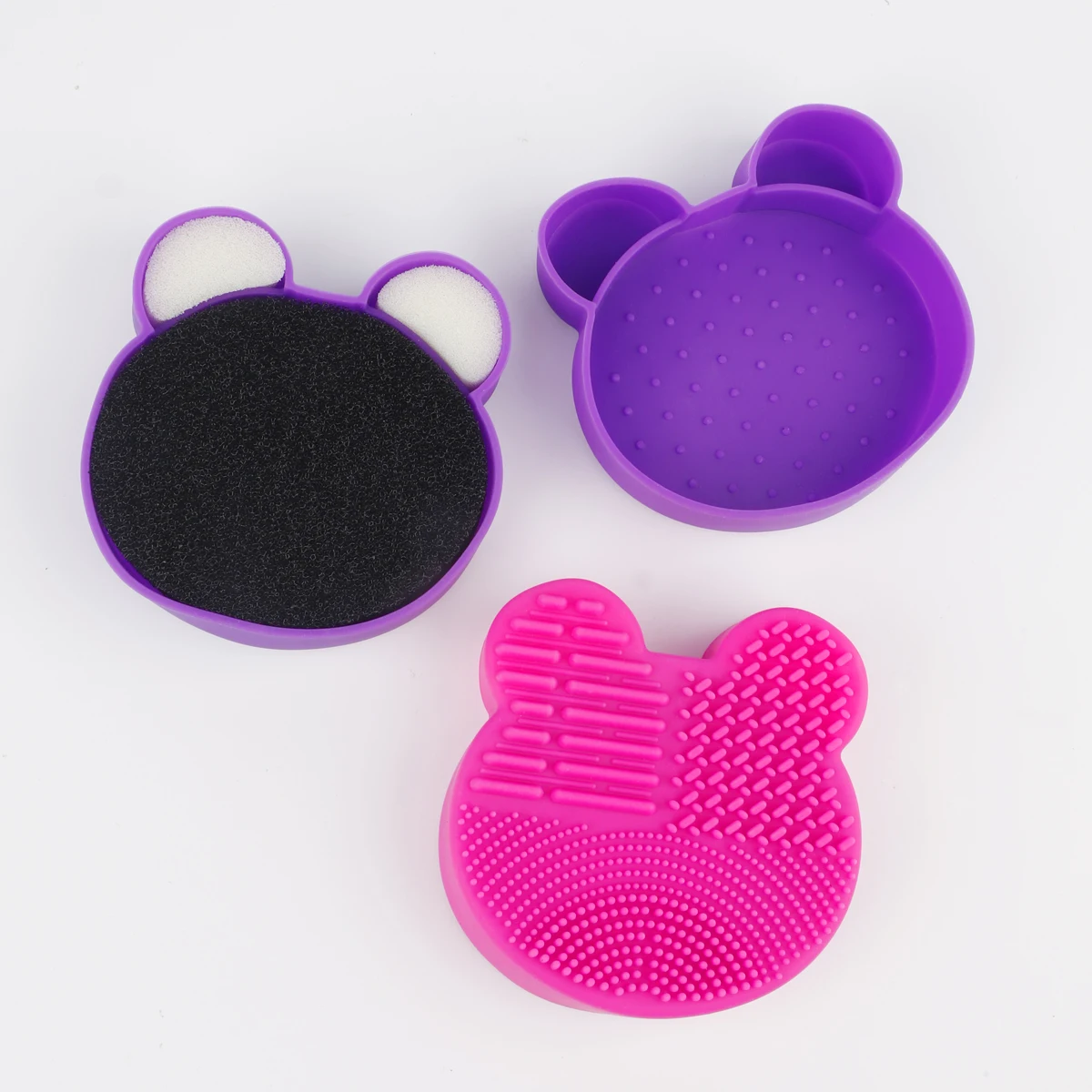 1pc Silicone Makeup Brush Cleansing Mat Wet Dry Double Use Brush Cleaner Bear Shaped Comestic Brush Washing Tool