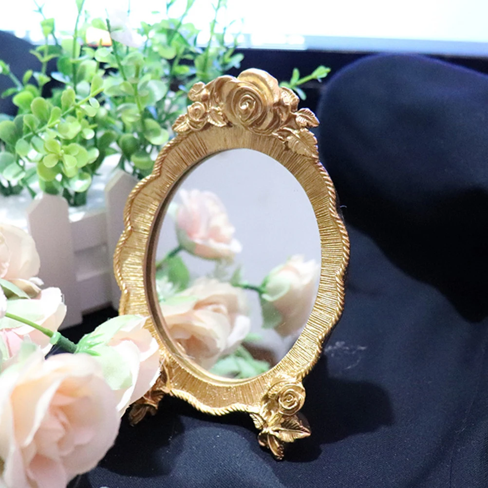 مرآة مكياج واقفة لسطح المكتب على الطراز القديم، مادة ممتازة، قاعدة ثابتة، سطح شفاف، مرآة عتيقة للاستخدام المنزلي للنساء #3