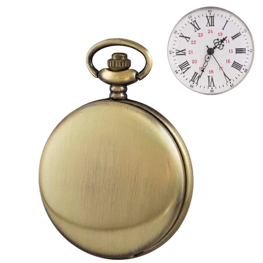 Antique Pure Color Smooth Quartz Pocket Watch High Quality Steampunk Chain Clock Necklace Pendant Relogio Masculino
