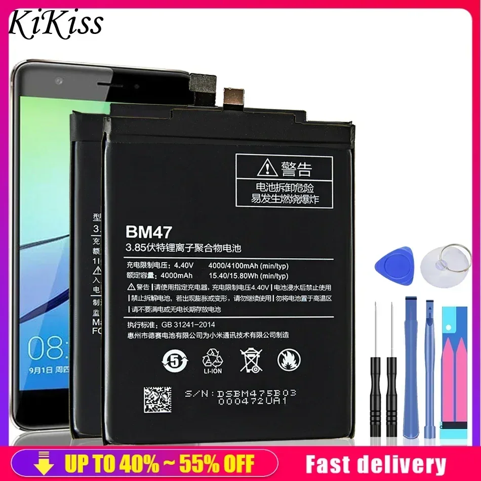 For Xiaomi Redmi 4X 3 3s 3pro/Redmi 5 plus 5A/Redmi Note 4 4X 5A 3 Pro BM 47 46 BN 41 43 BM47 BM46 BN41 BN43 Mobile Battery