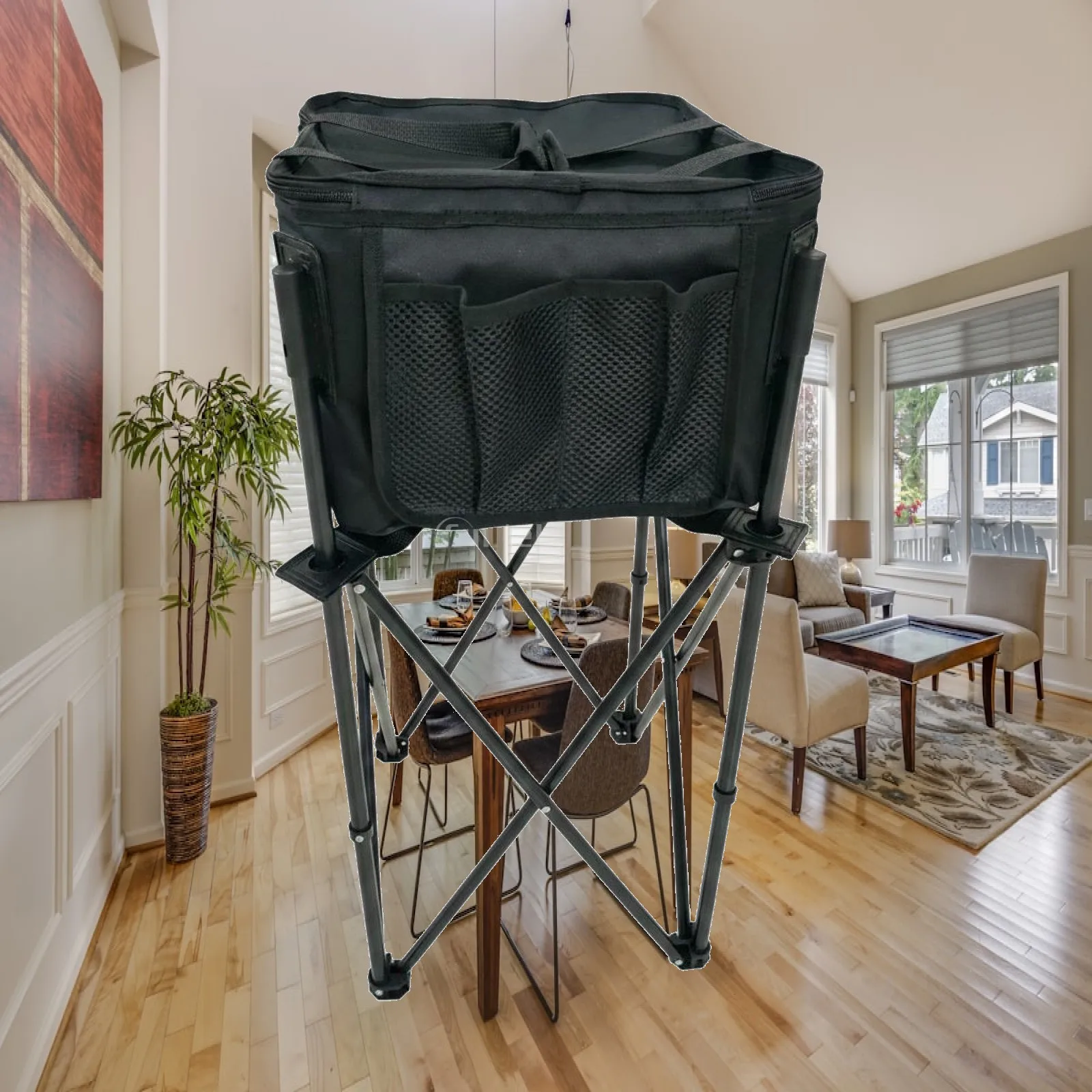 Foldable Outdoor Storage Tennis Basket Portable Sports Equipment Cart for Coaches and Training Sessions