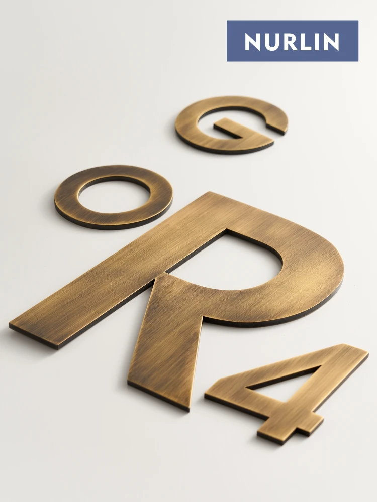 Nurlin Solid Brass Multiple Sizes Digital Courtyard Outdoor Doors Signage of the House Hassle Free Installation Old Bronze Color